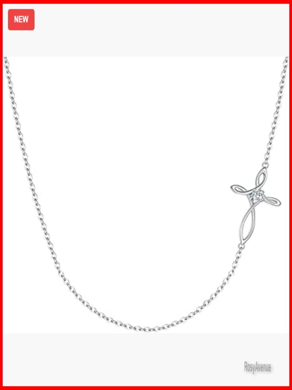 925 Sterling Silver Sideways Cross Choker Necklace Adjustable Chain